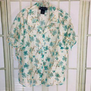 Susan Graver Sheer Button Front Blouse